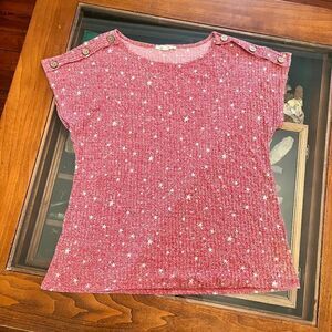 Above & Beyond Large Red White Star Top Buttons Light Cute